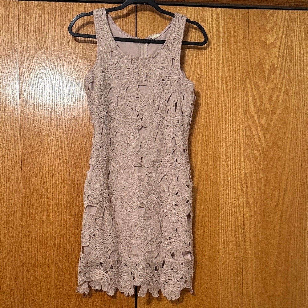 Elegant light pink Lace Sleeveless Dress